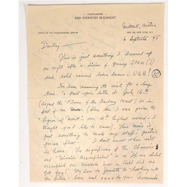 WW 2 Letter, 242 Infantry Regiment with Caricature, 1945 [189448]