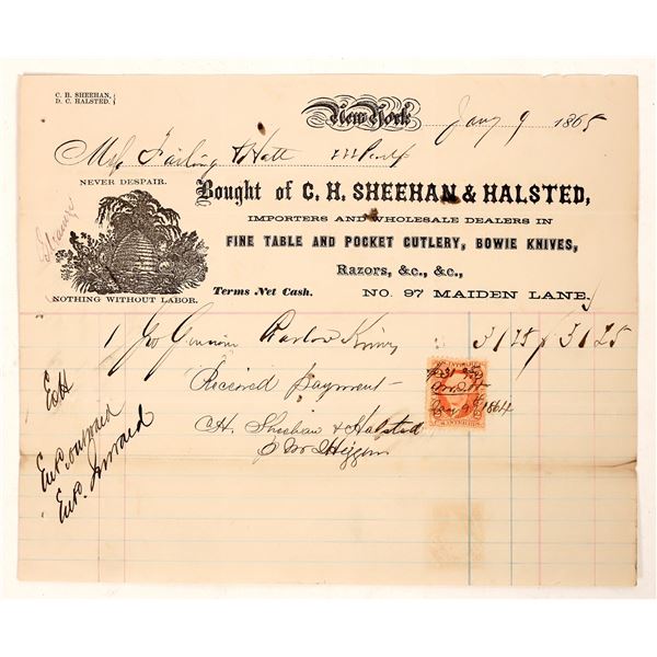 Bowie Knife Billhead, 1865, Rare [188748]