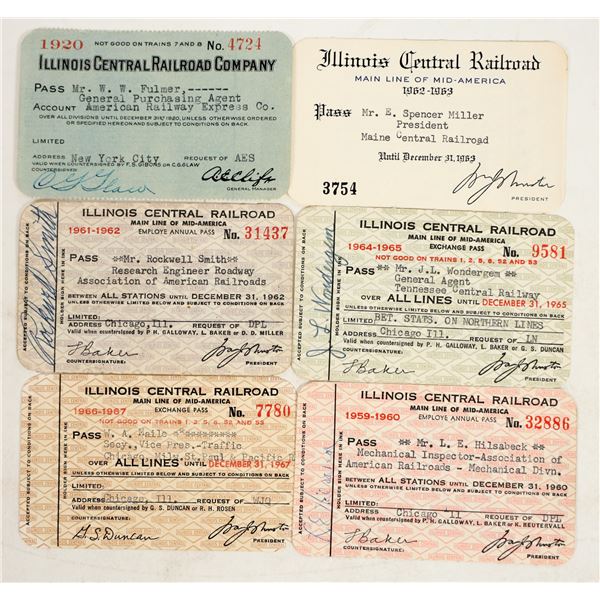 Illinois Central Railroad Co. Passes (6) [198979]