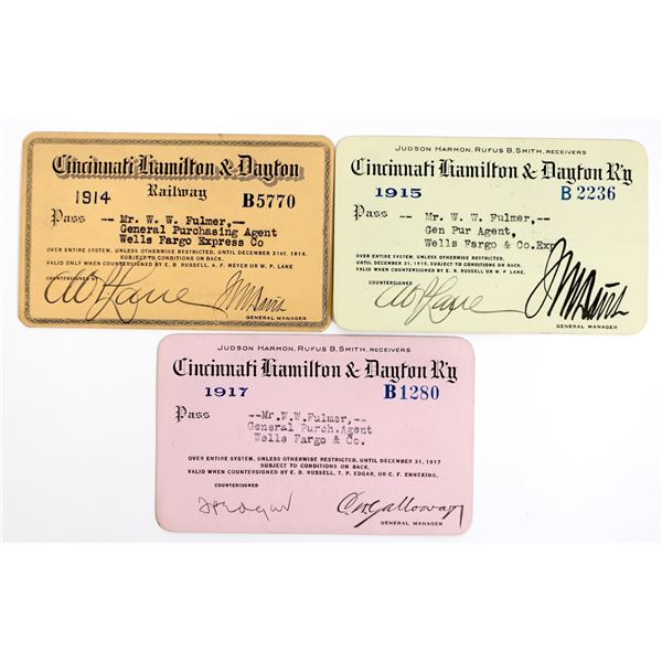 Cincinnati, Hamilton & Dayton RR Passes (3) [198963]