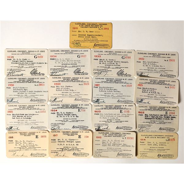 Cleveland, Cincinnati, Chicago & St. Louis RR Passes (17) [198995]