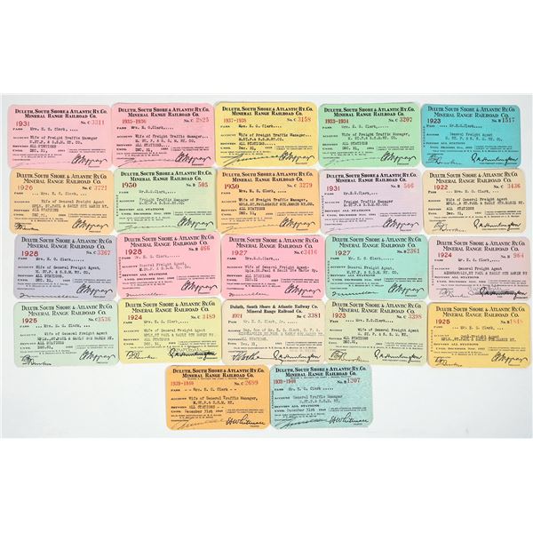 Duluth, South Shore & Atlantic/Mineral Range RR Passes (22) [198997]