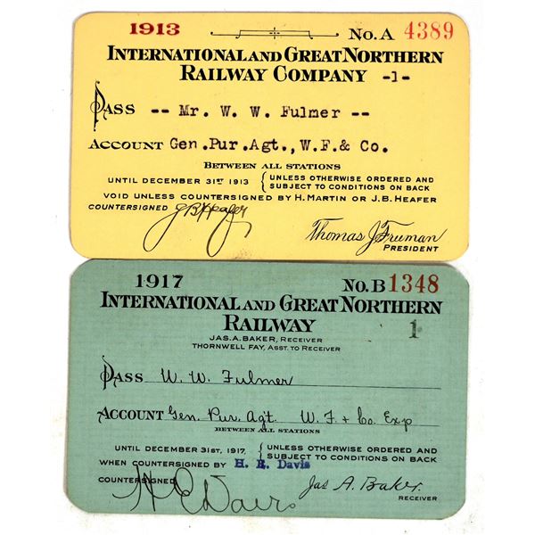 International & Great Northern RR Passes (2) [199001]
