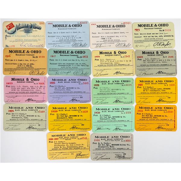 Mobile & Ohio Railroad Co. Passes (18) [198932]