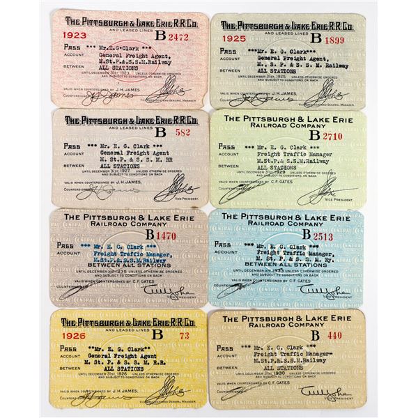 Pittsburgh & Lake Erie RR Passes (8) [198947]