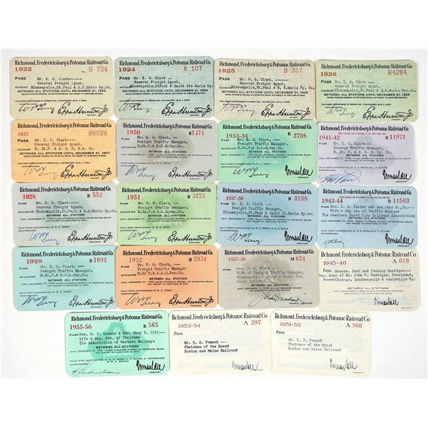 Richmond, Fredericksburg & Potomac RR Passes (19) [198998]