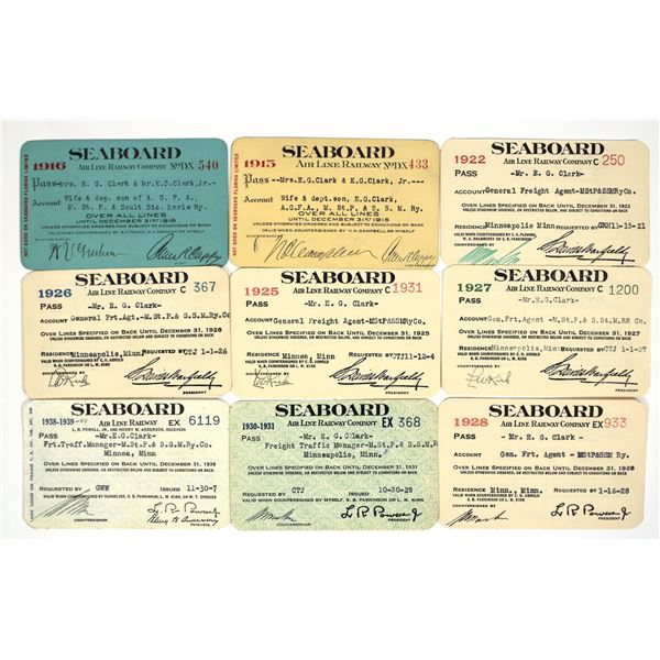 Seaboard Air Line Railway Co. Passes (9) [198999]