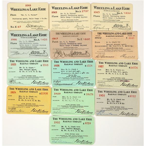 Wheeling & Lake Erie Railroad Passes (13) [198976]