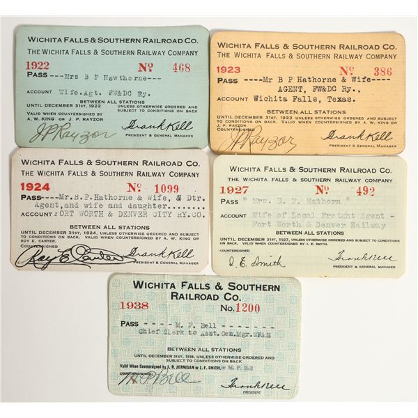 Wichita Falls & Southern RR Co. Passes (5) [198975]