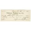 Image 1 : Virginia City, Nevada Territory Wells Fargo Check for "Emigrants Charity", 1861 [199160]