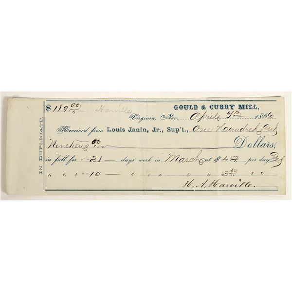 Gould & Curry Mill Paycheck, Virginia City, Nevada [198884]