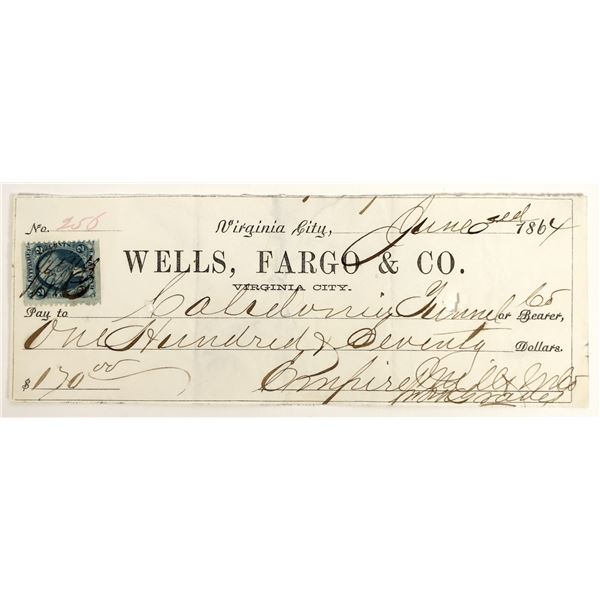 Empire Mill & Mining Co. Check to Caledonia Tunnel Co., Virginia City, Nevada Territory [199029]