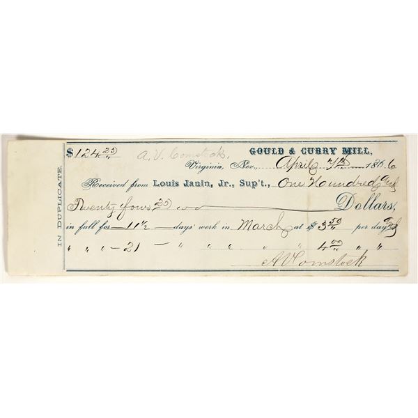 Gould & Curry Mill Paycheck, Virginia City, Nevada [199037]