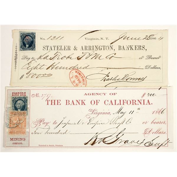 Two Virginia City, Nevada Mining Checks Issued to Other Mines [198883]