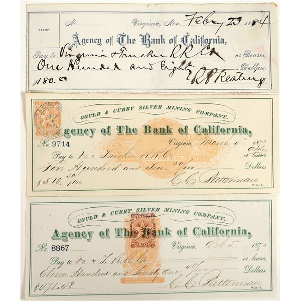 Virginia City, Nevada Mining Checks Issued to the Virginia & Truckee Railroad [198896]