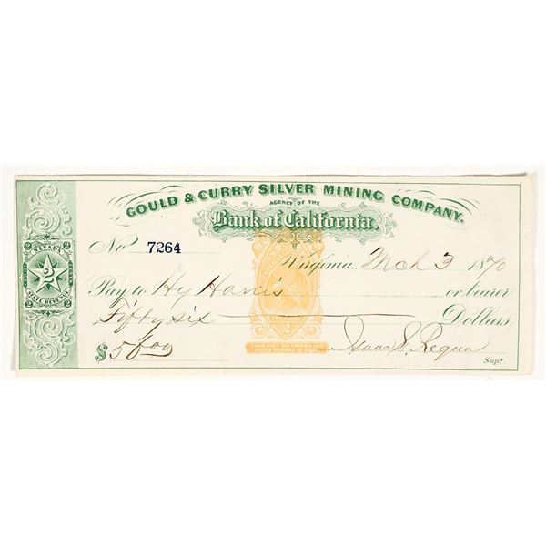 Gould & Curry Mining Check Issued to Assayer Harvey Harris [199167]