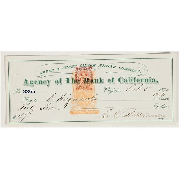 Gould & Curry Silver Mining Co. Check Issued to Assayer Conrad Wiegand [199182]