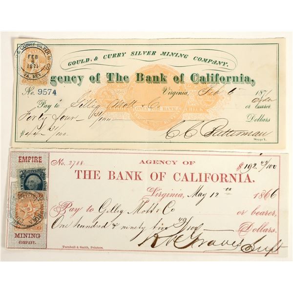 Virginia City, Nevada Mining Checks Issued to Gillig, Mott & Co. (Grant Lanterns) [198886]