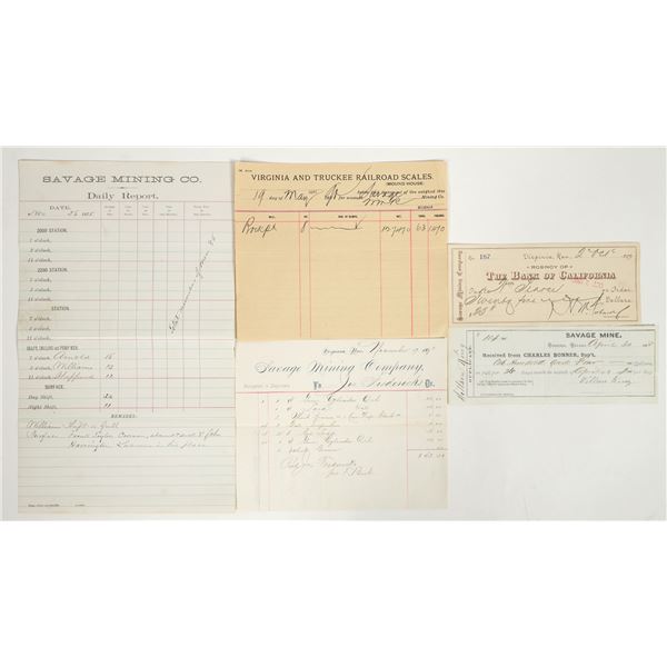 Savage Mine, Virginia City, Nevada Ephemera Group [192905]