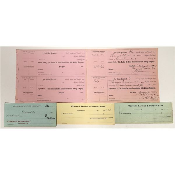 Lead, South Dakota Mining Checks & Stock Receipts [196928]