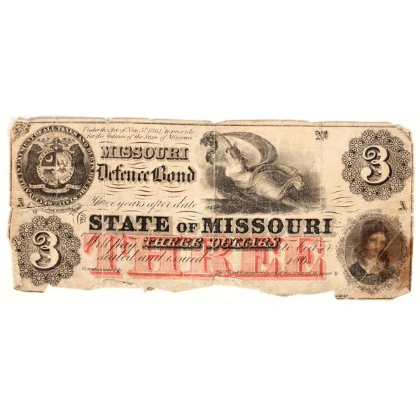 Missouri Defense Bond Three Dollar Note [198561]