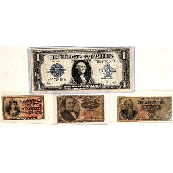 U.S. Currency: Large Size Silver Certificate & Fractional Notes (3) [199596]