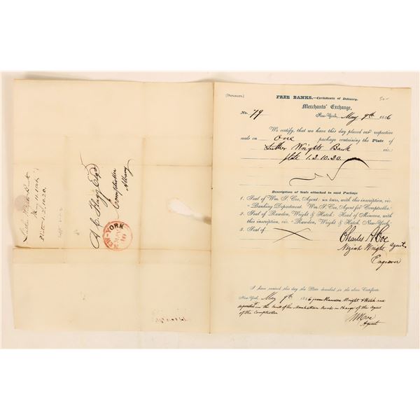 Neziah Wright of ABN, Engraving Certificate, 1846 [189340]