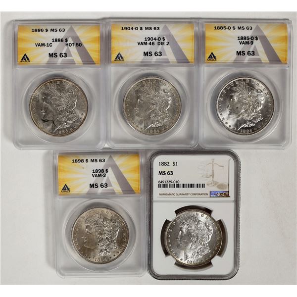 Morgan Dollars MS 63 (5) [199015]