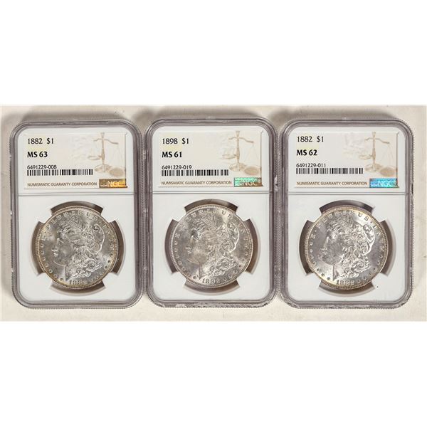 Morgan Dollars: MS 61, 62,63 (3) [199018]