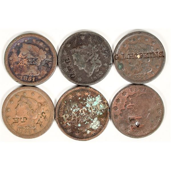 Counter Stamped Large Cents (6) [198299]