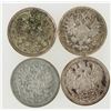 Image 2 : Silver Russian 5 Kopek Coins (4) [198335]