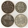 Image 1 : Silver Russian 10 Kopek Coins (4) [198334]