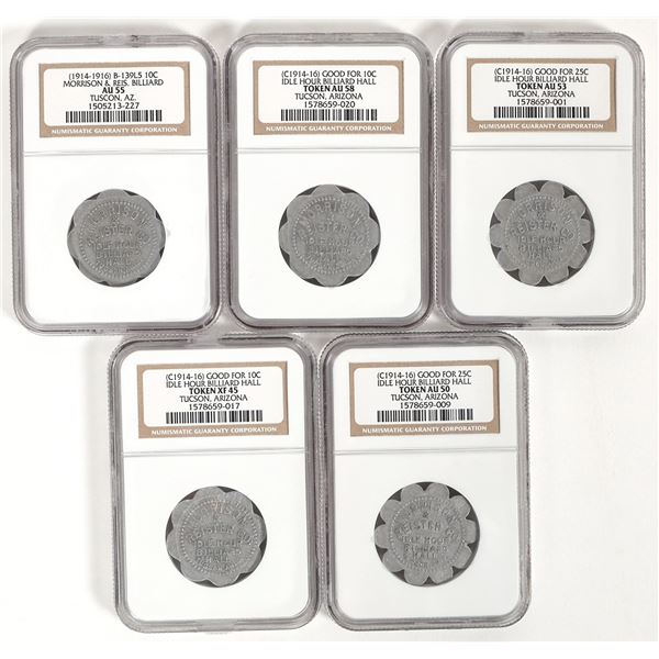 Idle Hour Billiard Hall Tokens (5) [197161]