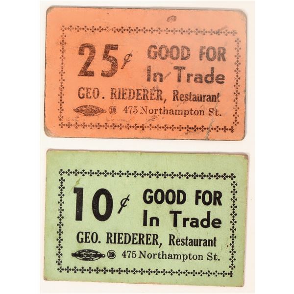 Geo. Riederer Restaurant Token Pair [183168]