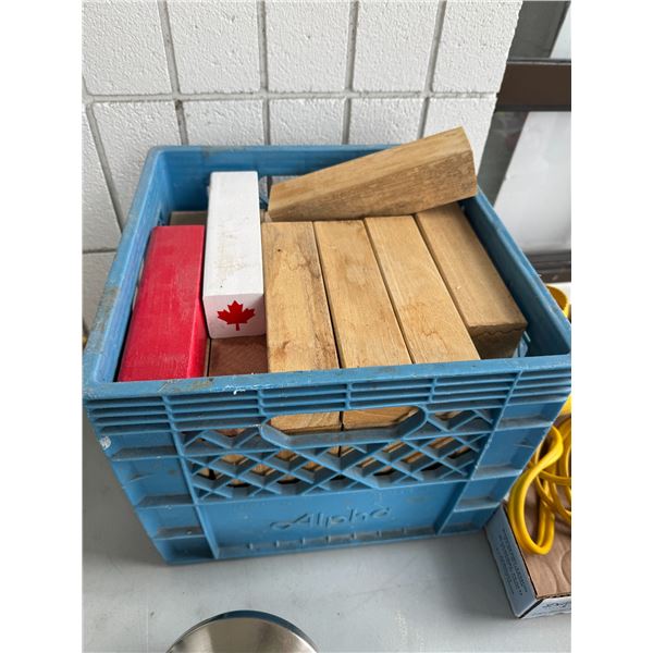 Wood blocks in crate