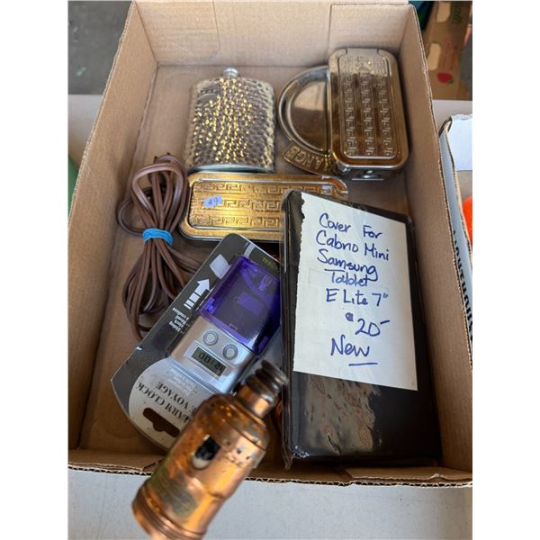 Razors, flask, lamp, etc.