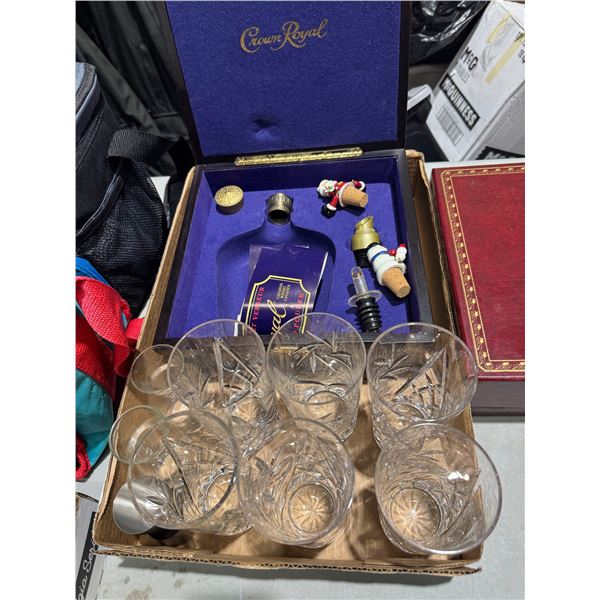 Glasses, Crown, Royal box, stoppers, etc.