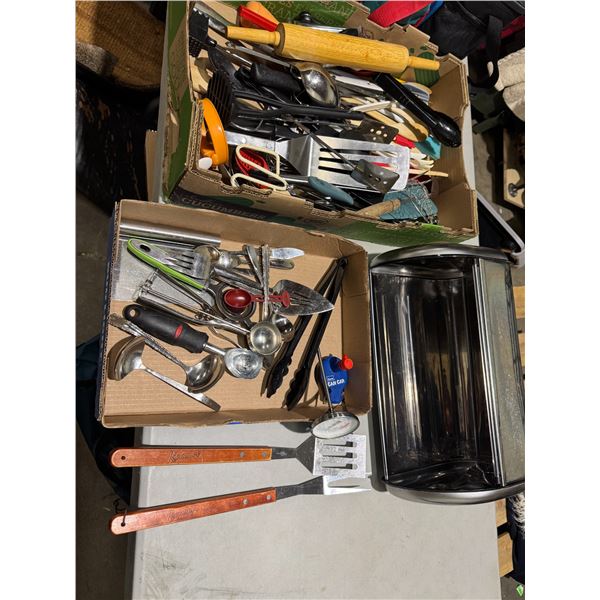 Kitchen utensils, and bread box