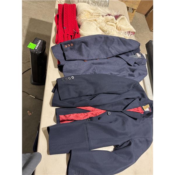 Sweater blazers, and scarf