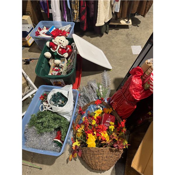 Large lot of Christmas decor and some wrapping paper