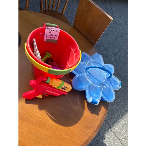 Beach bucket water, pistols, and storage container
