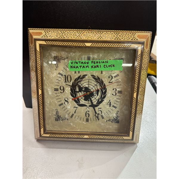Vintage Parisian  khatam Kari clock