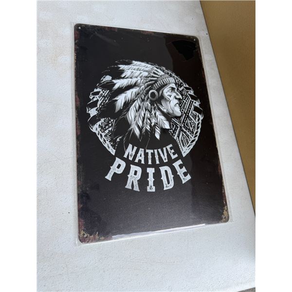 Native pride tin sign