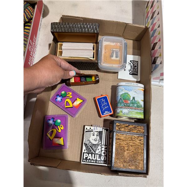 Dice, cribbage cards, and card holders