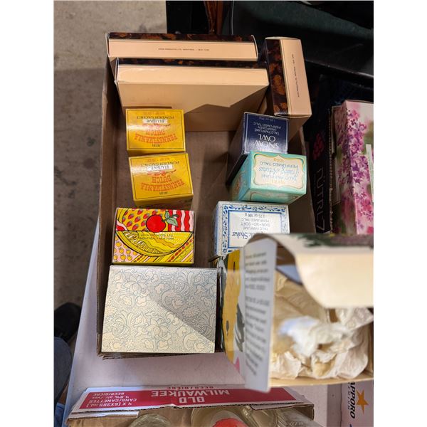 Avon talc powder and soaps, etc.