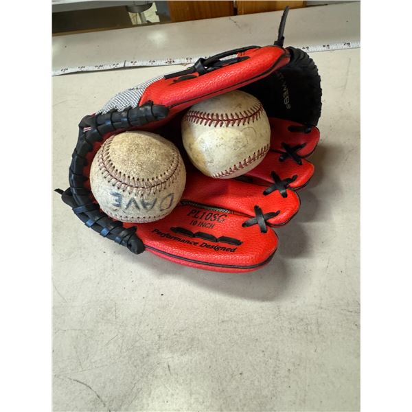 Children's 10 inch ball glove and balls