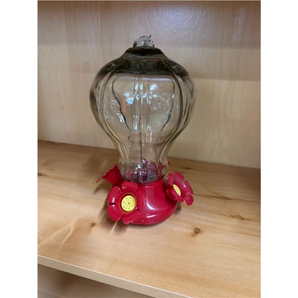 Glass hummingbird feeder