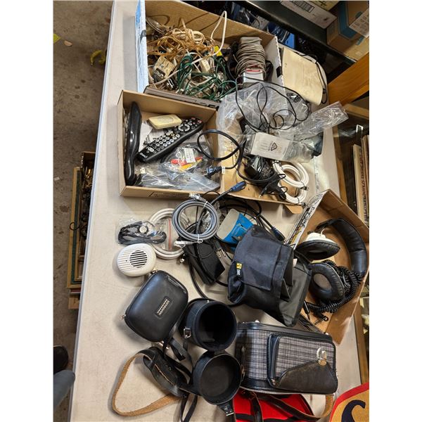 Miscellaneous headphones, camera cases, wires, remotes, etc.