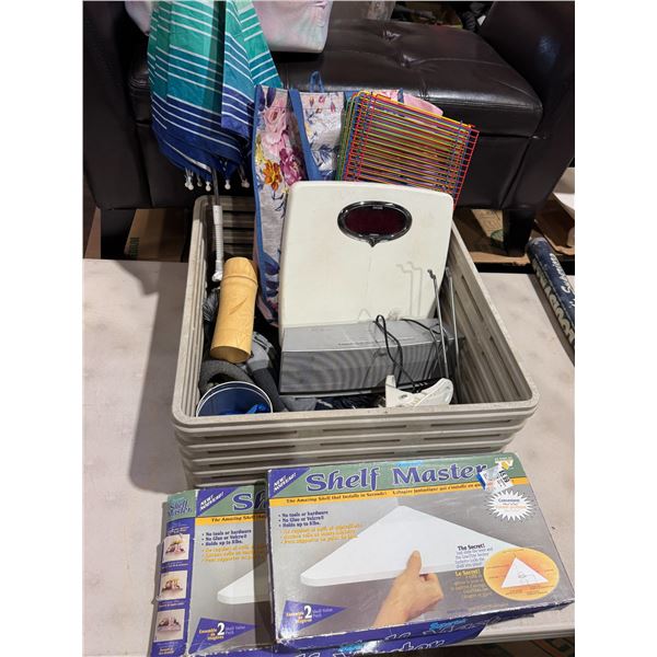 Miscellaneous lot shelf, scale, umbrella, etc.