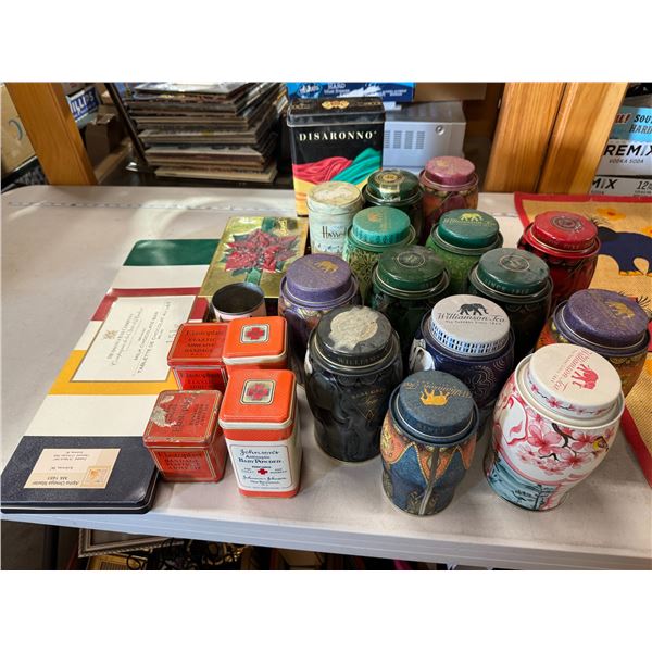 Assorted tins